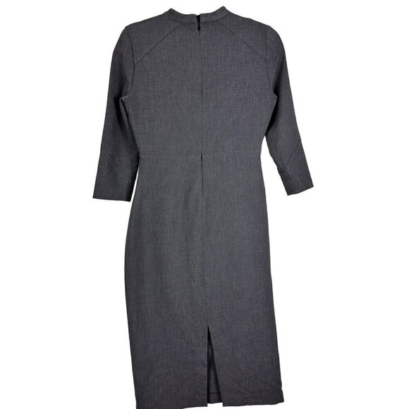 Zara Woman Gray Tweed Pencil Tube Nautical Button Midi Dress Medium‎ - Picture 11 of 15